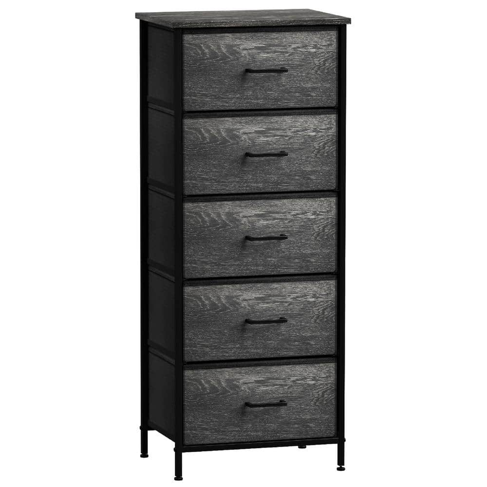 Sorbus 18.00 in. L x 11.87 in. W x 46 in. H 5-Drawer Black Dresser ...