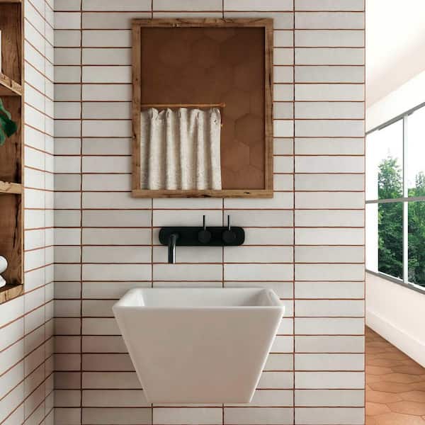 Bedrosians Makoto Shoji White 2-in x 10-in Matte Ceramic Subway Floor and Wall Tile (5.38-sq. ft/ Carton)