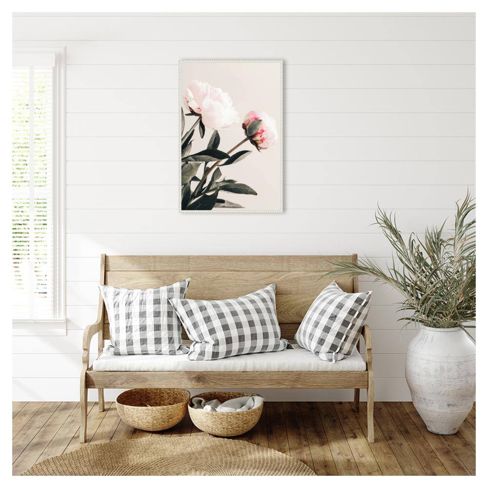 Beaded White Framed Peony Canvas Wall Art Print 23 x 33-in