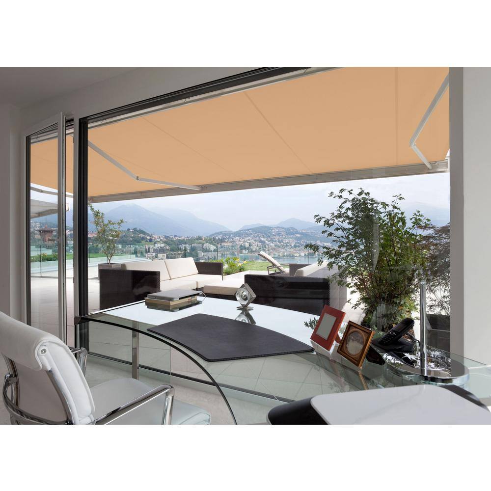 Khaki 8' x 6' Manual Retractable Semi-Cassette Patio Awning