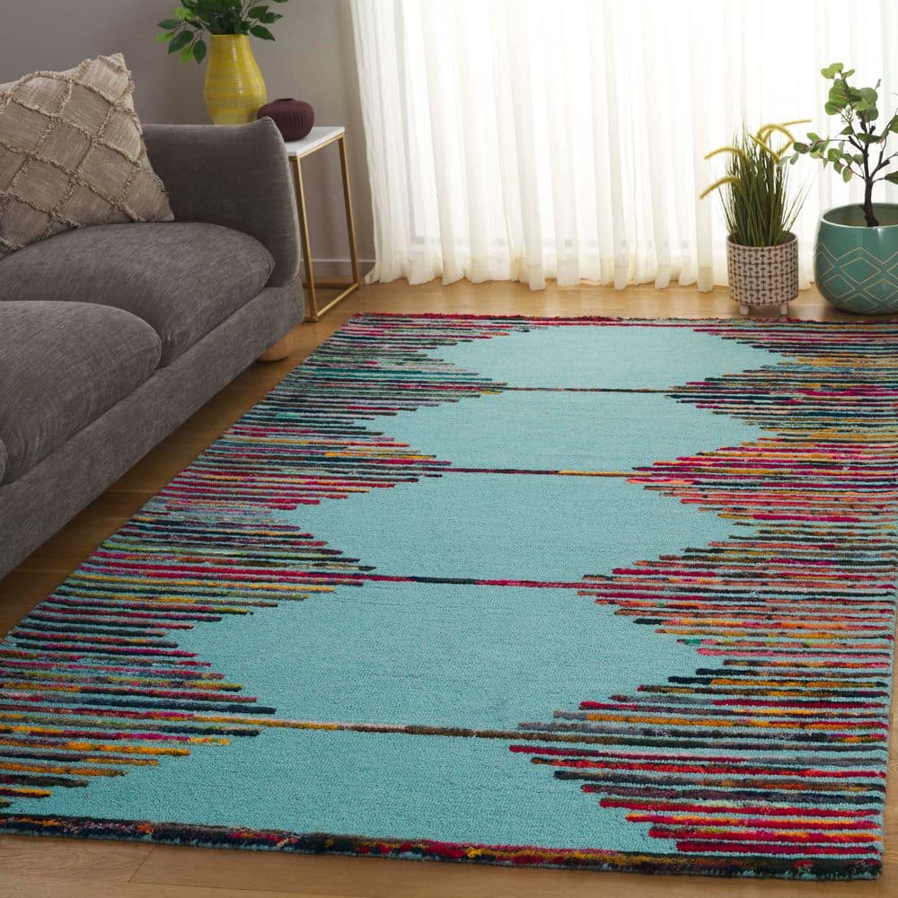 Nantucket 3 ft. x 5 ft. Teal/Red Southwestern Chevron Stripe Area Rug price history on PriceWatchPro