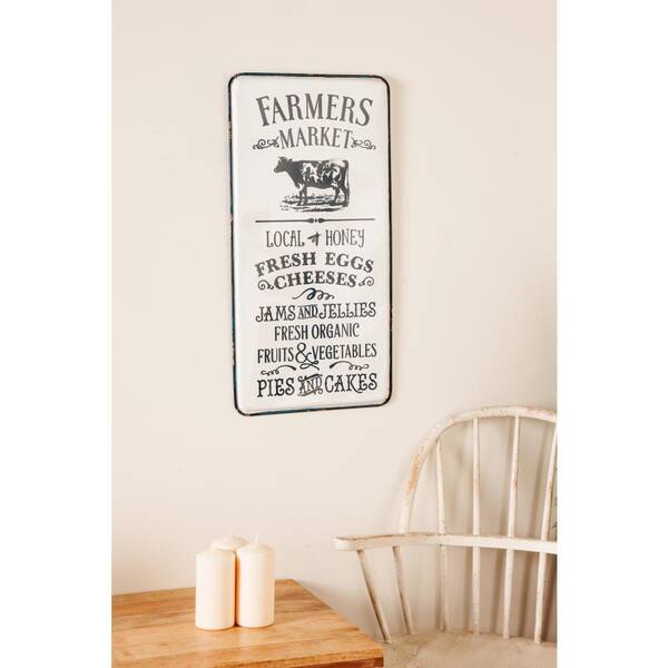 Litton Lane 29 in. x 15 in. White Metal Farmhouse Sign Wall Decor