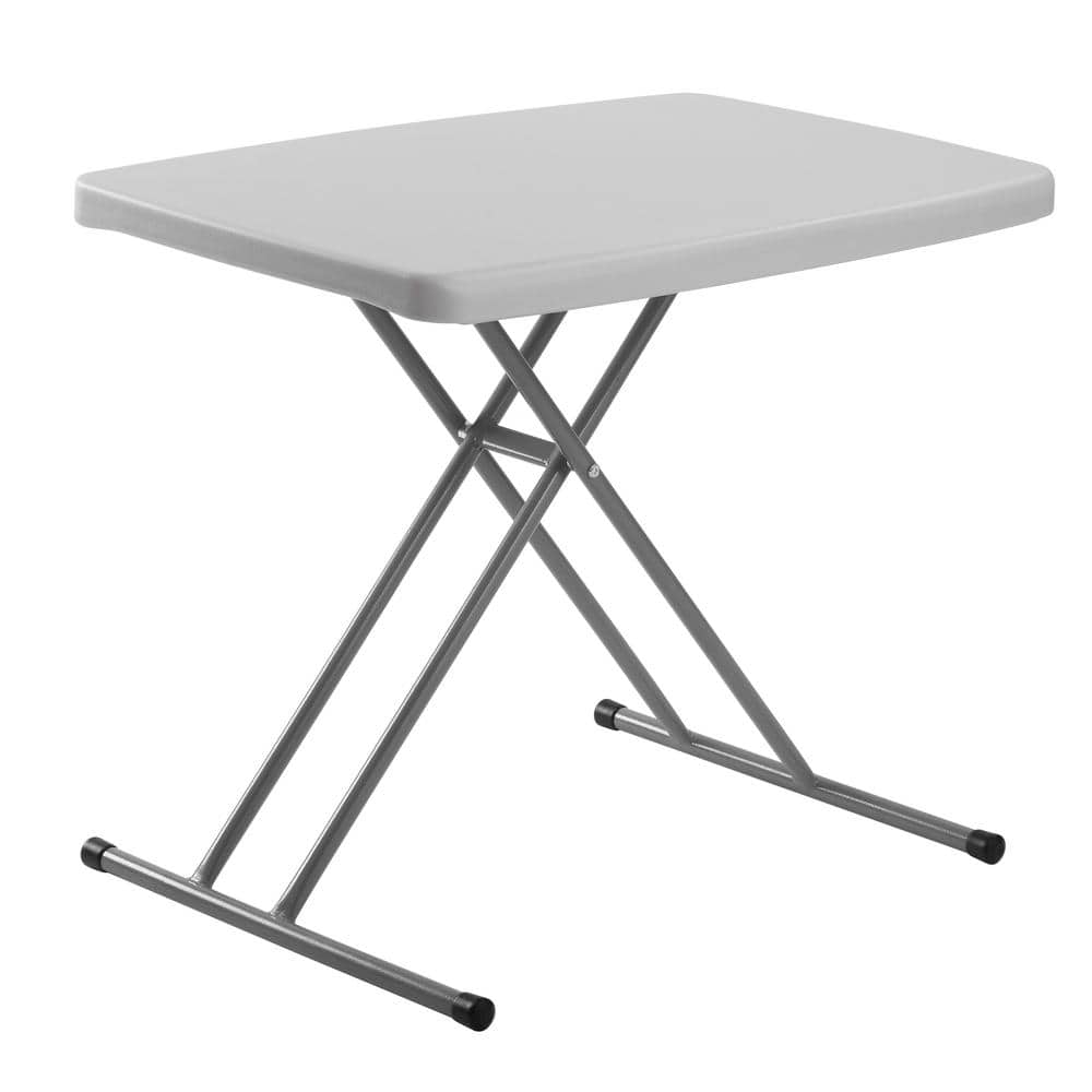 Adjustable Gray Steel and Plastic Folding Table
