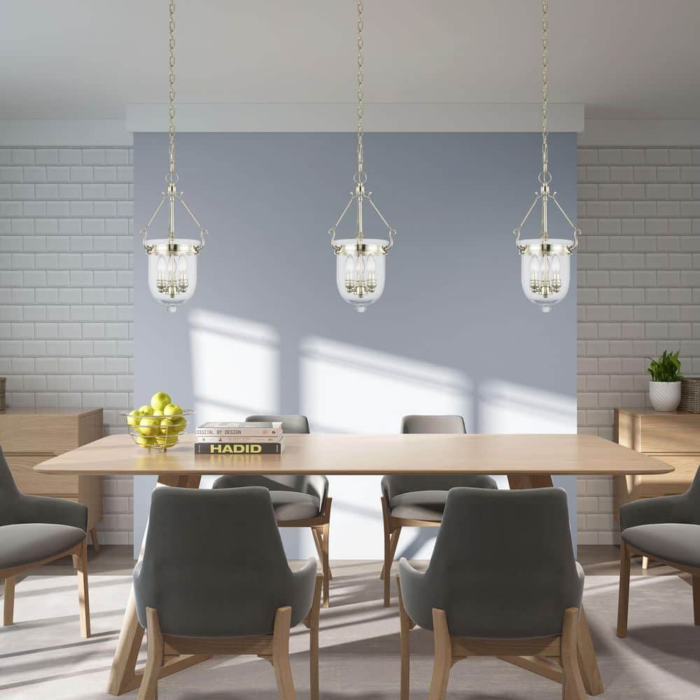 Elegant Jefferson 3-Light Chandelier in Polished Nickel with Clear Glass
