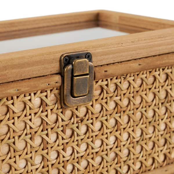 Litton Lane Square Rattan Handmade Woven Rattan Box with Glass 