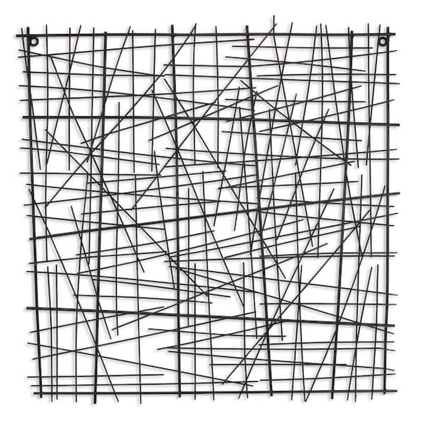 31.5 in. x 31.5 in. Black Handcrafted Abstract Lines Metal Hanging Dimensional Wall Art 1-Piece