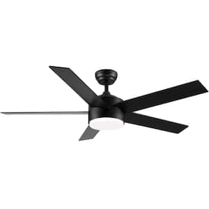 52 in. Integrated LED Indoor Black Ceiling Fan Lighting with 5 Blades