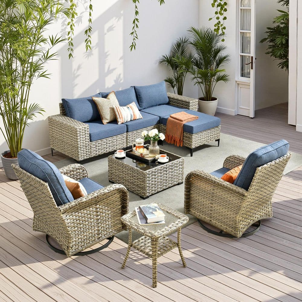 Caodoc 8-Piece Gray Wicker Outdoor Patio Conversation Seating Sofa