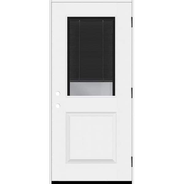 Legacy 30 in. x 80 in. 1/2 Lite Clear Glass Noir MB LHOS Primed Unfinished Fiberglass Prehung Door w/6-9/16 in. Jamb