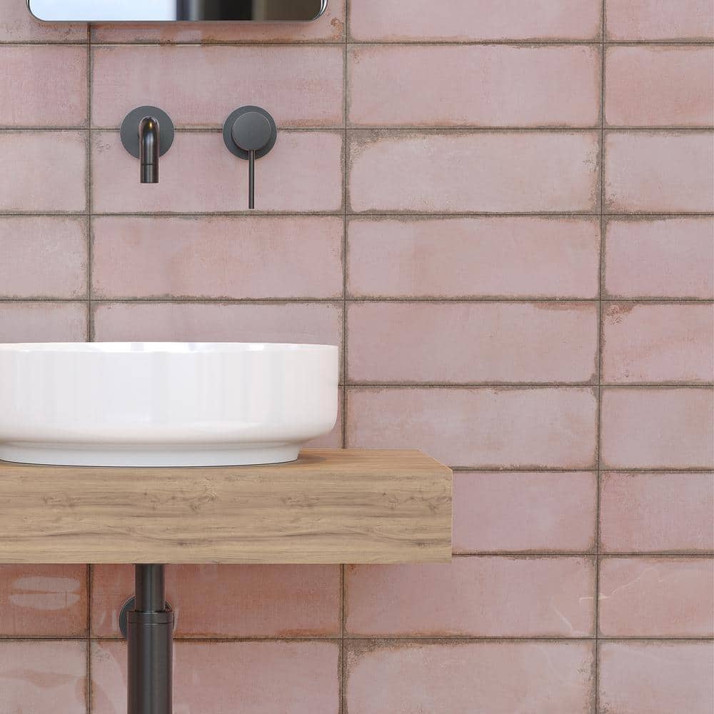 Coronado Polished Pink Ceramic 4x12 Subway Tile