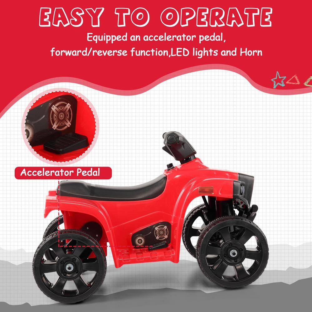 6V Red Kids Electric Quad with Bright Headlights