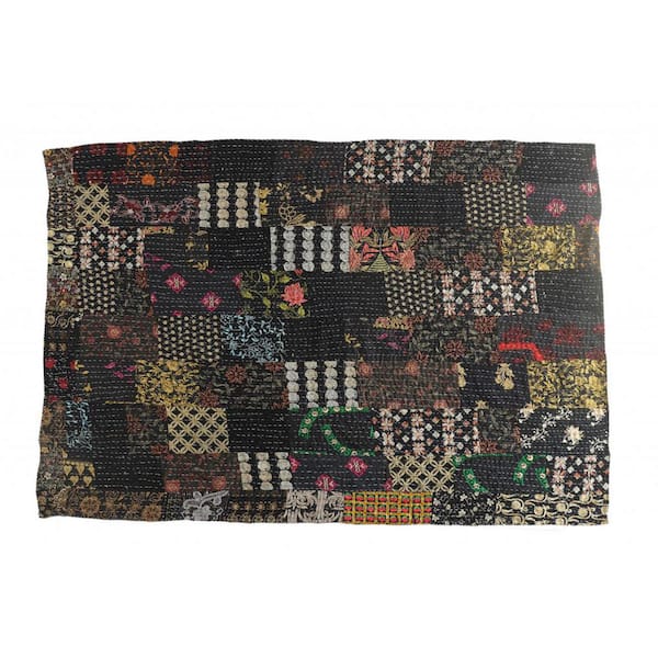 HomeRoots Charlie Black Brick Cotton Throw Blanket