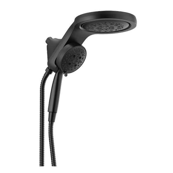 Delta HydroRain 5-Spray Patterns 2.5 GPM 6 in. Wall Mount Dual Shower Heads in Matte Black