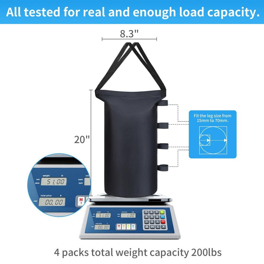 Heavy Duty Black Polyester Canopy Tent Weights Set of 4
