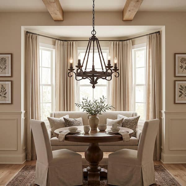 Quoizel Noble 5-Light Rustic Black Candle-Style Chandelier