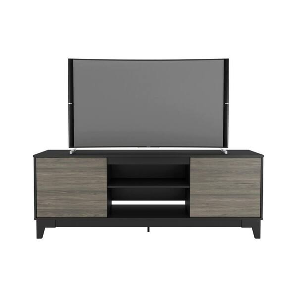 Megalak Finition, Inc. Rhapsody 72 in. Bark Grey and Black TV Stand Fits TV's up to 80 in. with Cable Management