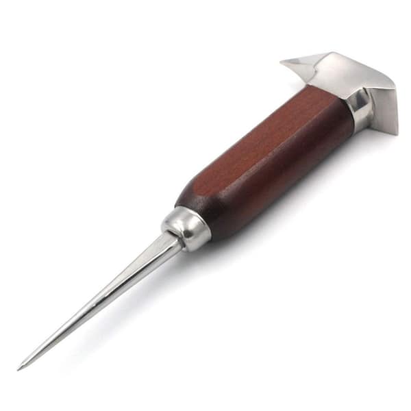 Stainless Steel Ice Pick with Wooden Handle, Ice Breaking and Carving Tool for Kitchen, Bar and Bartender, Brown