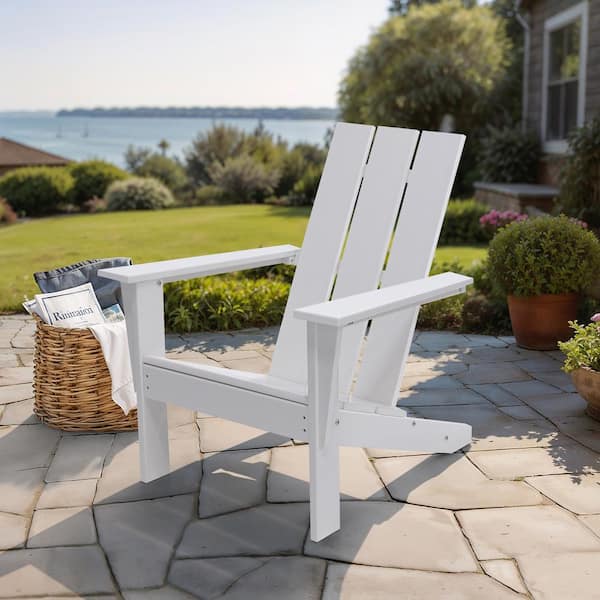 LuXeo Arcadia White Plastic Outdoor Patio Adirondack Chair (Single)