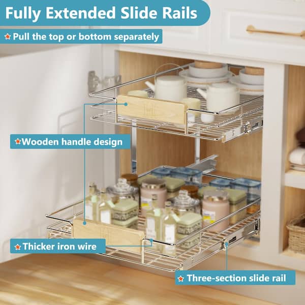 16.5 in. W x 21.5 in. D Wire Pull-Out Pantry Drawer Cabinet Organizer