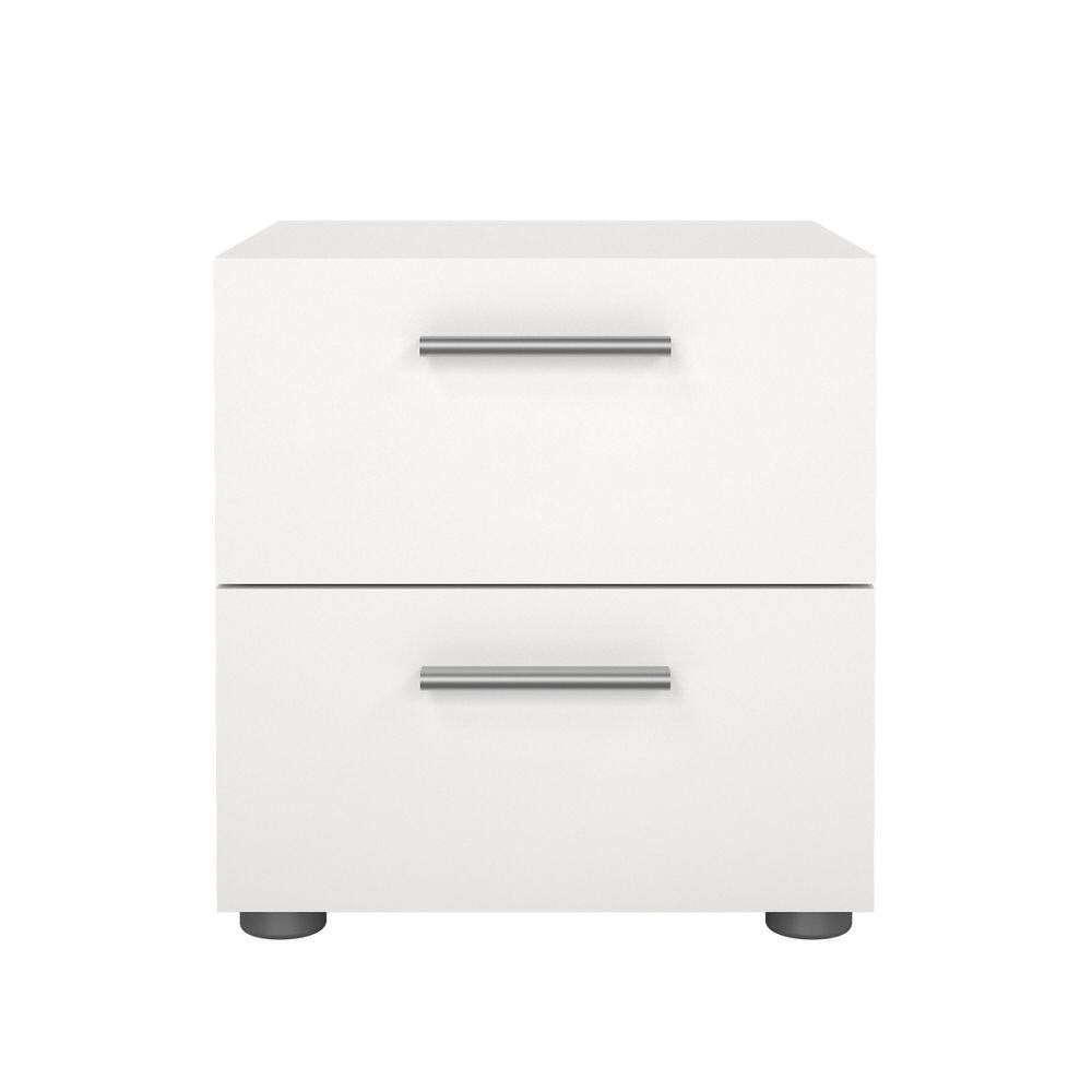 Loft Chic White 2-Drawer Contemporary Nightstand