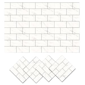 12 in. x 12 in. Vinyl Peel and Stick Backsplash Tile, Wall Subway Tile in White for Kitchen and Bathroom (10-Pack)