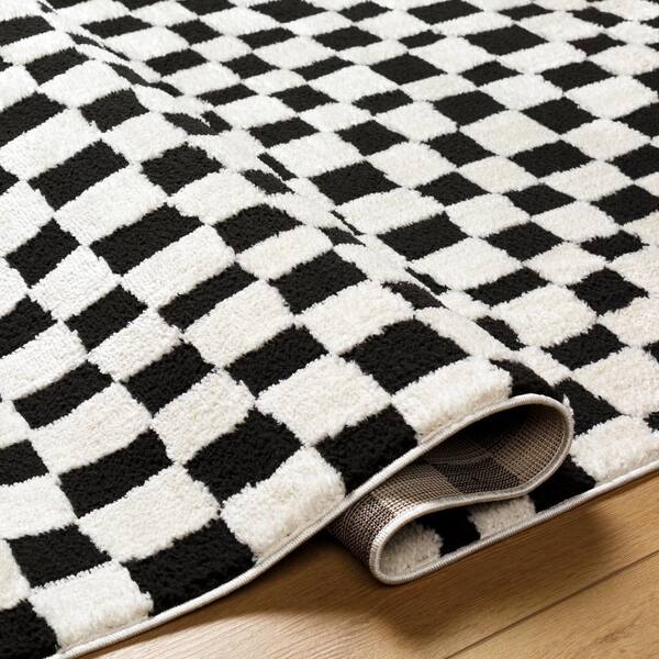 Livabliss Freud Black/Cream 9 ft. x 12 ft. Checkered Indoor Area