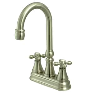 Classic 2-Handle Bar Faucet with Solid Handles in Brushed Nickel