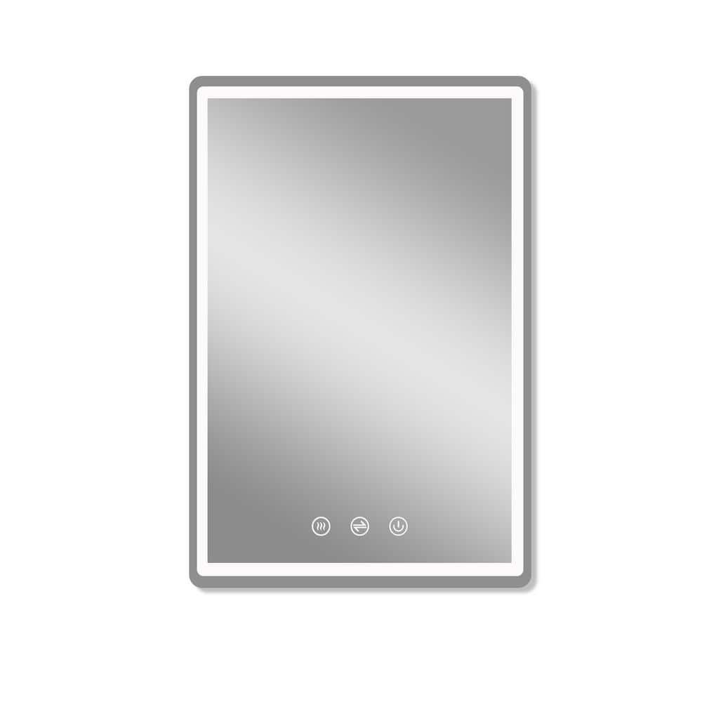 Chrome 24 in. W x 36 in. LED Modern Aluminum Alloy Frameless Rectangle Wall