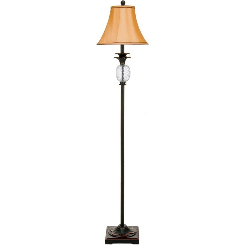 Alyssa Pineapple Etched Glass 61-inch Traditional Black Floor Lamp