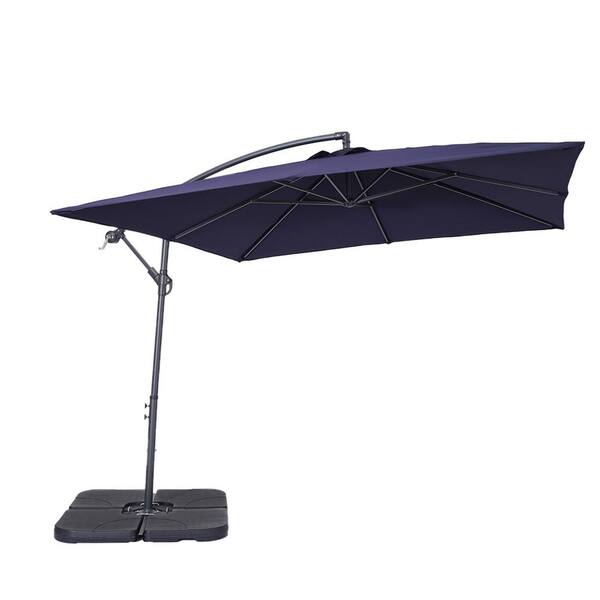 Unbranded Rust Resistant 8.2 ft. Steel Square Outdoor Cantilever Patio Umbrella in Dark Blue