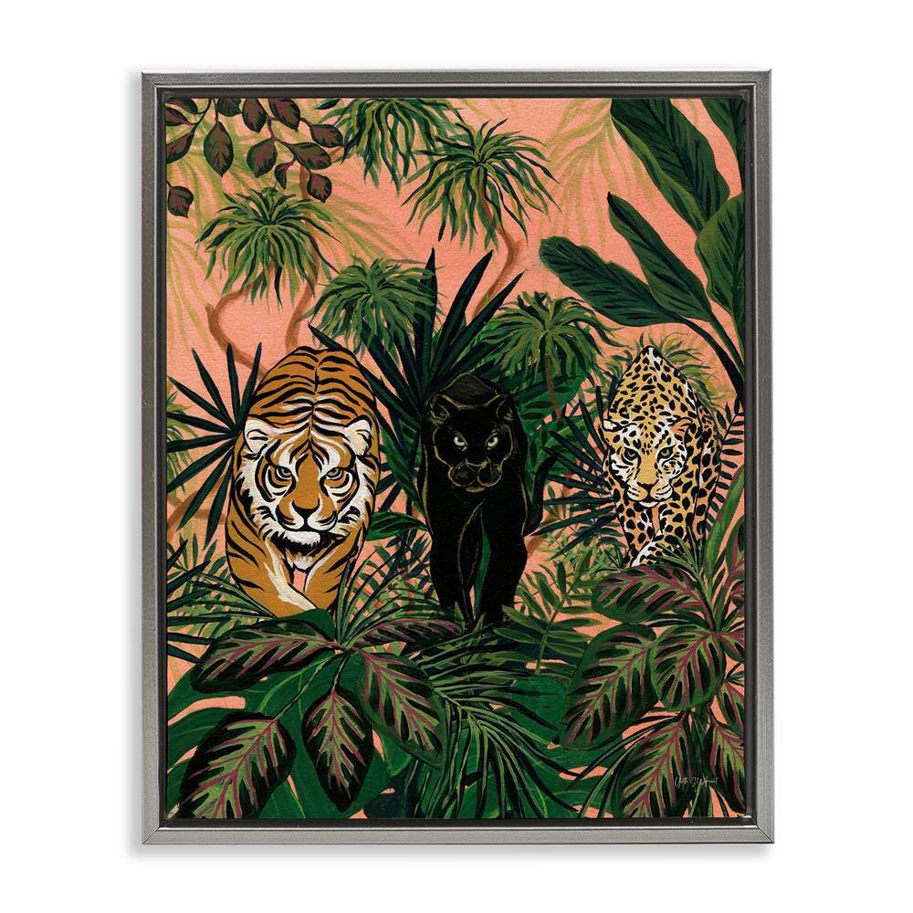 Boho Jungle Prowlers by Yvette St. Amant Gray Floater Frame Animal Graphic Art Print 21 in. x 17 in. price history on PriceWatchPro