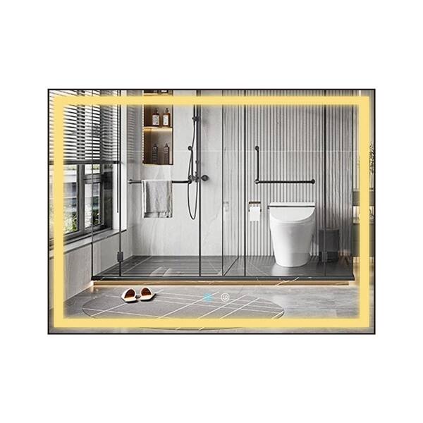 Unbranded 48 in. W x 36 in. H Rectangular Frame Wall Bathroom Vanity Mirror in Natural