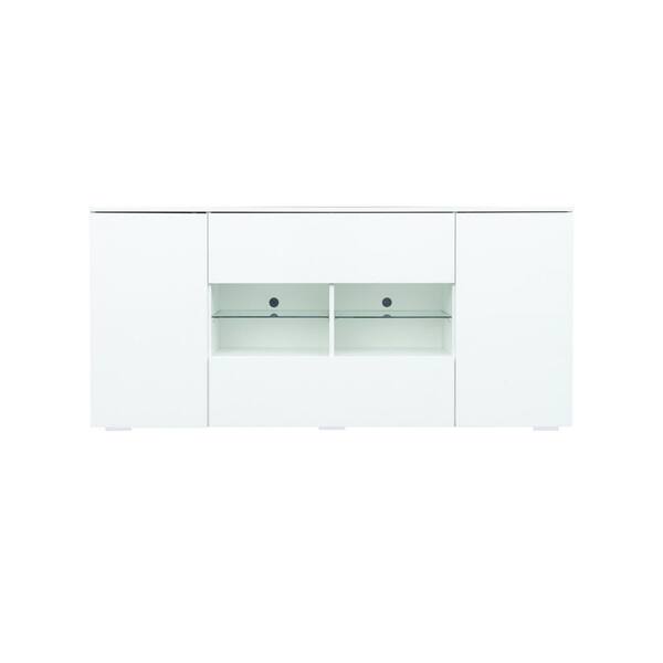 Z-joyee 62.95 in. W White Storage Cabinet with 1-Drawer