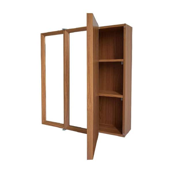 24 in. W x24. 25 in. H Rectangular wooden Three-door style Medicine Cabinet with Mirror