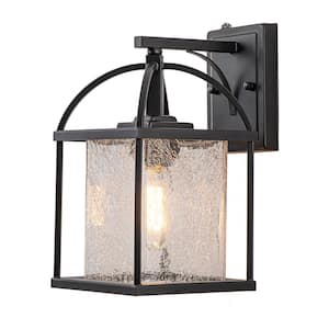 13 in. Black Dusk to Dawn Outdoor Hardwired Wall Lantern Scone with No Bulbs Included