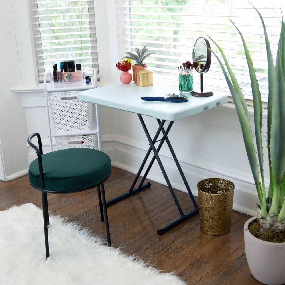 Adjustable White Granite Plastic Folding Table with X-Shaped Base