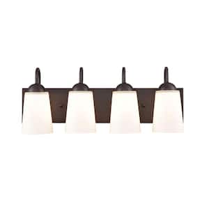 Ivey Lake 21.5 in. 4-Light Rubbed Bronze Bathroom Vanity Light with Etched White Glass