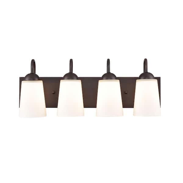 Millennium Lighting Ivey Lake 21.5 in. 4-Light Rubbed Bronze Bathroom Vanity Light with Etched White Glass