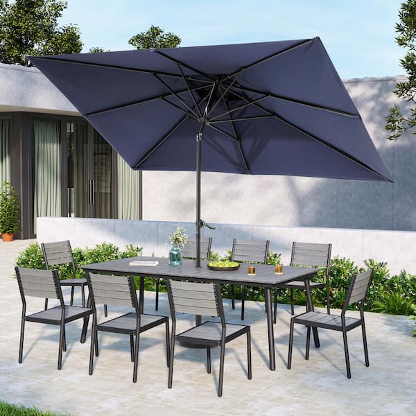 10 ft x 6 ft rectangular aluminum patio umbrella pole PURPLE LEAF Semi-Auto Outdoor Market Table Sun Umbrellas with 6 Sturdy Ribs for Backyard Deck Garden Pool (Gray Gray Canopy) : Patio and you dont have to pay a high price for a wall sconce or buy a chandelier to put on your patio FansaFurn Patio Umbrella, 6.5' x