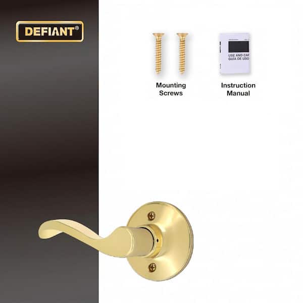 Defiant Naples Polished Brass Left Hand Dummy Door Handle