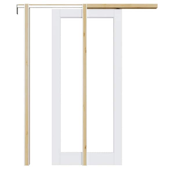 ARK DESIGN 36 in. x 80 in. 1-Lite Mirrored Glass White Primed Wood ...