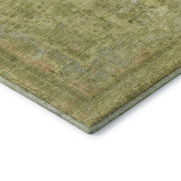 Mayfield Premium Machine Washable Abstract AMF1646 Cactus 8 ft. x 10 ft. Area Rug