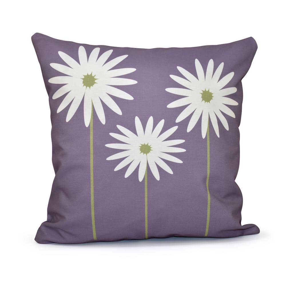 Daisy May Floral Print Throw Pillow in Purple