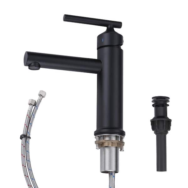 ARCORA Single Handle Single Hole Bathroom Faucet with Deckplate Included in Matte Black