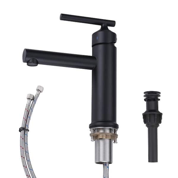 Arcora Single Handle Single Hole Bathroom Faucet With Deckplate Included In Matte Black 