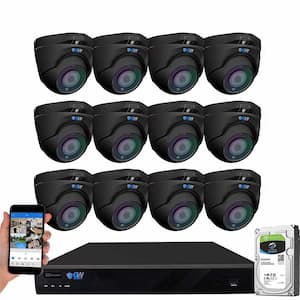 16-Channel 8MP 4TB NVR Security Camera System 12 Wired Turret Cameras 2.8-12mm Motorized Lens Human/Vehicle Detection