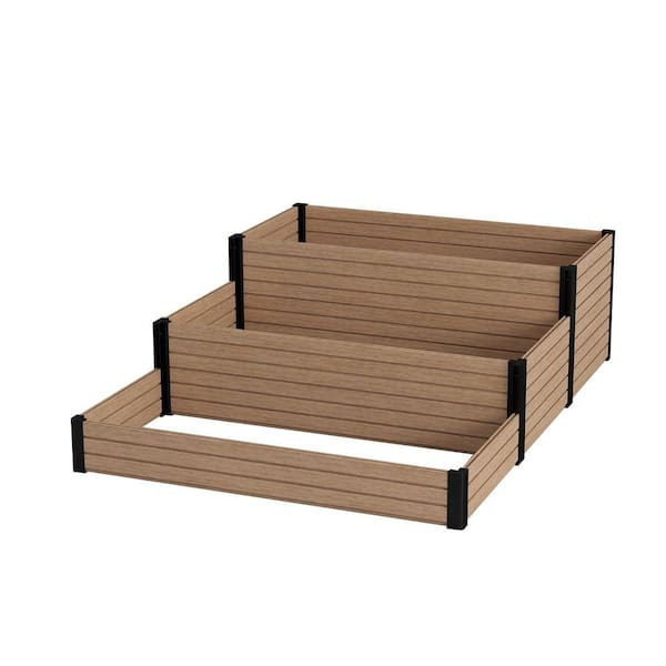 4 ft. x 5.4 ft. x 18 in. Maple Composite Panel and Alu Frame 3-Tier Rustproof Planter Box for Garden Landscaping