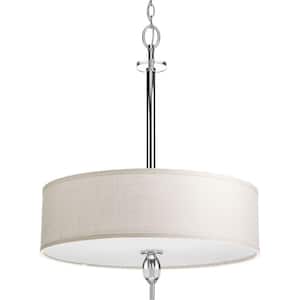 Status Collection 4-Light Polished Chrome Foyer Pendant with White Linen Shade