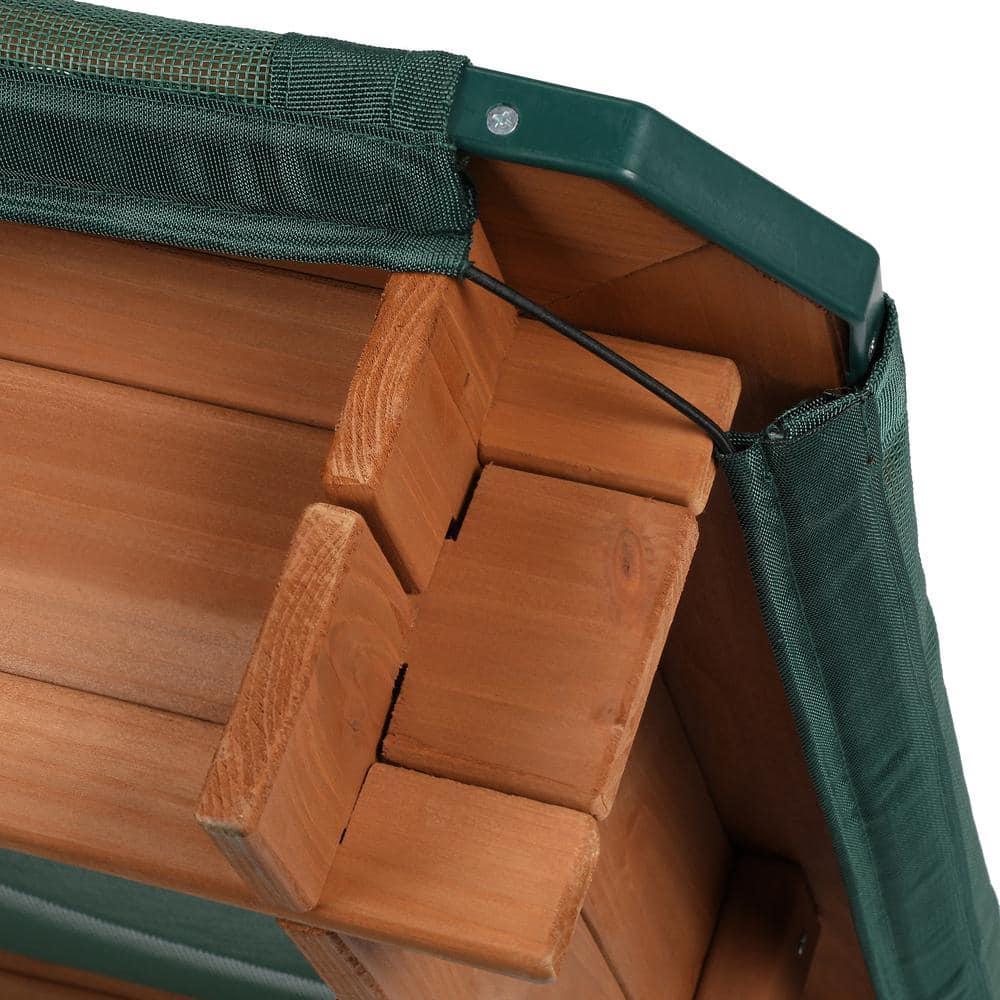 Cedar Wood Square Sandbox with Green Cover