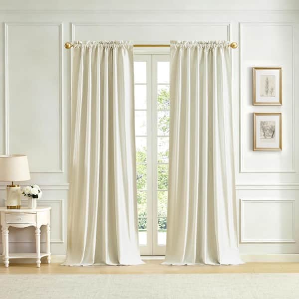 Imperial Faux Silk Window Curtain, Ivory - 52"W x 84"L